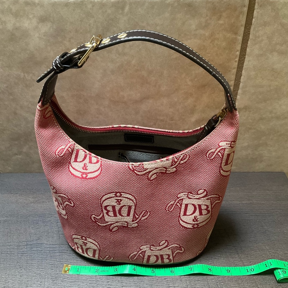 Dooney Bourke Small Signature Hobo Shoulder bag VTG RED Canvas mini bucket - Picture 4 of 11